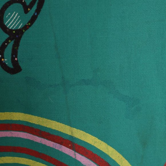 vintage 50s skirt green rayon full flock printed graphic high waisted volup L XL - Picture 10 of 10